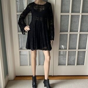 Free People NWOT black lace boho dress